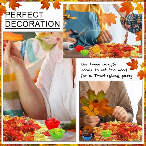 Vista 3 de 147 piezas de juguetes de motricidad fina, decoración de otoño, relleno sensorial, 135 hojas acrílicas de otoño, calabaza, 4 pinzas, 2 clips