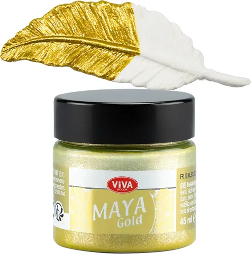 Vista 12 de Viva Decor Maya Gold (verde manzana) 1.52 onzas líquidas - Pintura acrílica metálica brillante para trabajos creativos en madera, vidrio