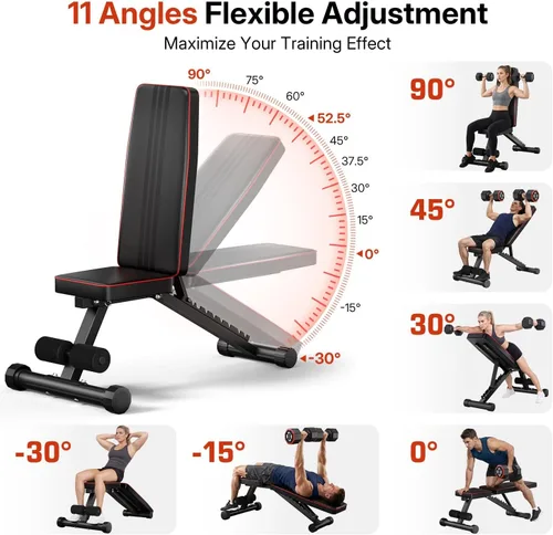 Vista 3 de Banco de pesas ajustable/plegable, banco de entrenamiento de gimnasio en casa de 660 libras, banco de ejercicios de levantamiento de asiento