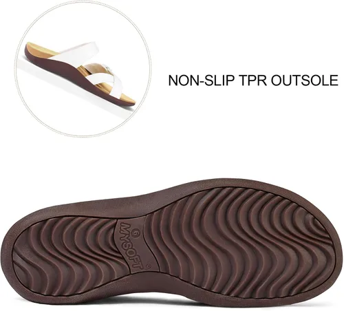 Vista 5 de mysoft Sandalias ortopédicas ajustables para mujer, con soporte de arco, cómodas para caminar y verano
