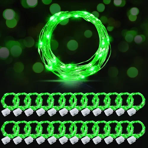 Vista 23 de AIKEI Paquete de 12 luces LED de hadas que funcionan con pilas, guirnaldas de luces impermeables de 7 pies, 20 luces LED de luciérnagas estrelladas