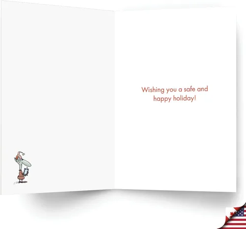 Vista 2 de NobleWorks Divertida tarjeta de felicitación de Navidad con sobre de 5 x 7 pulgadas (1 tarjeta) Feliz Navidad, días libres de accidentes, C8741XSG