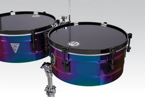Vista 4 de Latin Percussion Tony Succar Signature Timbale - Rainbow Chrome - Hardware cromado negro