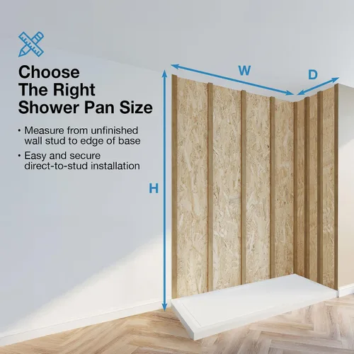 Vista 5 de OVE Decors Base de ducha rectangular de 60 pulgadas de ancho x 34 pulgadas de profundidad, drenaje lateral oculto, acrílico blanco, diseño reversible
