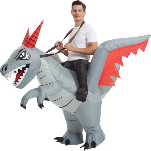 Vista 2 de tasanor Disfraces de dinosaurio para adultos, disfraz inflable para adultos, disfraz de dragón inflable, disfraces de Halloween para hombres