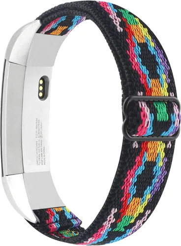 Vista 6 de Bandas elásticas ajustables compatibles con Fitbit Alta/Alta HR, correas deportivas de nailon elástico suave y transpirable de repuesto para mujeres