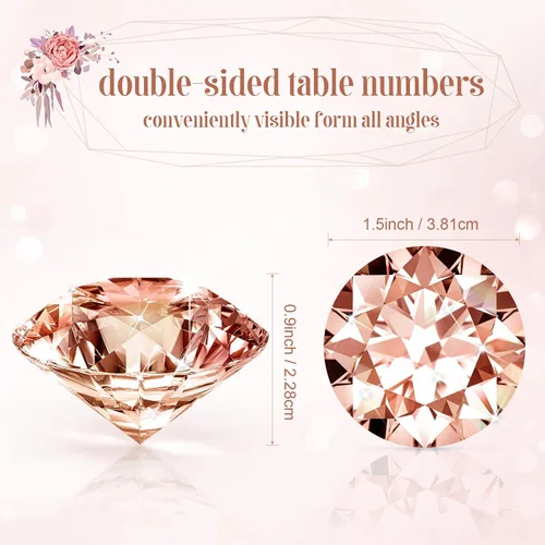 Vista 5 de MTLEE Tarjeteros de 36 piezas de diamantes para colocar tarjetas de cristal acrílico en oro rosa
