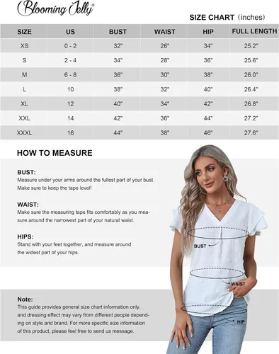 Vista 7 de Blooming Jelly Blusas elegantes para mujer, blusas casuales de trabajo, blusas de verano con mangas con volantes