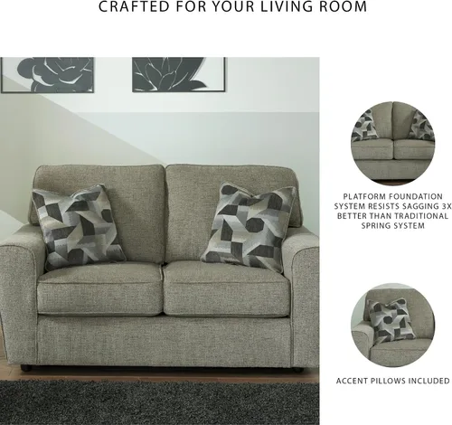 Vista 5 de Signature Design by Ashley Cascilla Sofá biplaza casual, gris claro