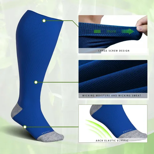 Vista 4 de LEVSOX Calcetines de compresión de pantorrilla ancha para mujeres y hombres, talla grande, 15-20 mmHg, hasta la rodilla, medias de gran soporte
