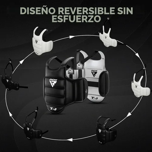 Vista 7 de RDX - Protector corporal reversible para boxeo, protector de pecho para kickboxing, MMA, Muay Thai, para entrenamiento de combate y golpes pesados