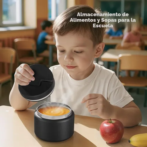 Vista 4 de Termo de sopa de 14.5 onzas para comida caliente para niños, tarro de comida aislado al vacío, termo de sopa sin torsiones para comida caliente