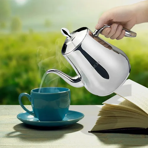 Vista 7 de SANQIAHOME Tetera de acero inoxidable con colador, tetera con infusor extraíble o filtro para hojas sueltas y bolsas de té, jarra de agua fría