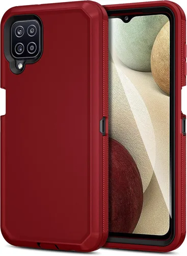 Vista 22 de Jiunai - Carcasa para Samsung Galaxy A12, resistente de doble capa, a prueba de golpes, color negro