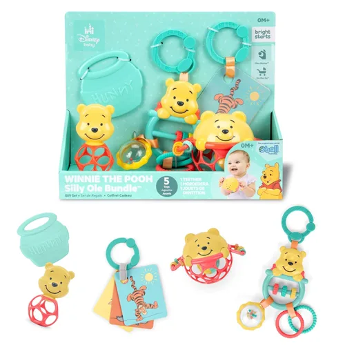 Vista 12 de Bright Starts Disney Baby Winnie The Pooh Juguete de Actividad Oso Ocupado, Juguete de Cochecito Unisex, Recién Nacidos en Adelante