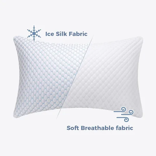 Vista 7 de OSBED Almohada refrescante de espuma viscoelástica triturada, tamaño estándar, loft ajustable con cuentas de gel y funda de Tencel transpirable