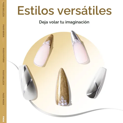 Vista 6 de modelones Esmalte de Uñas en Gel Metálico Dorado Plateado 2 Piezas Espejo Cromado Efecto 3D Esmalte de Arte de Uñas Bronce Pincel Fino Para