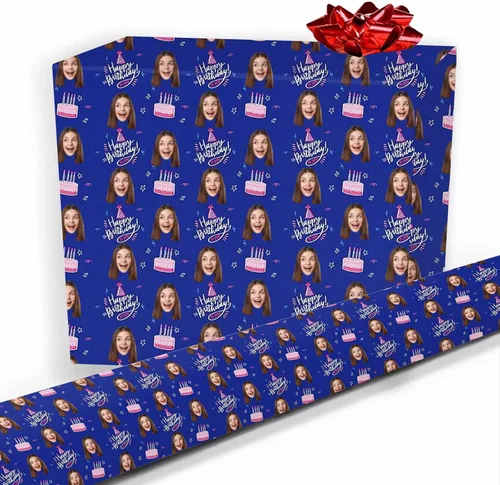 Vista 40 de Papel de regalo personalizado, divertido papel de regalo para cara, foto, nombre, Día del Padre, rollo de regalo para papá, hombres, mujeres, niños