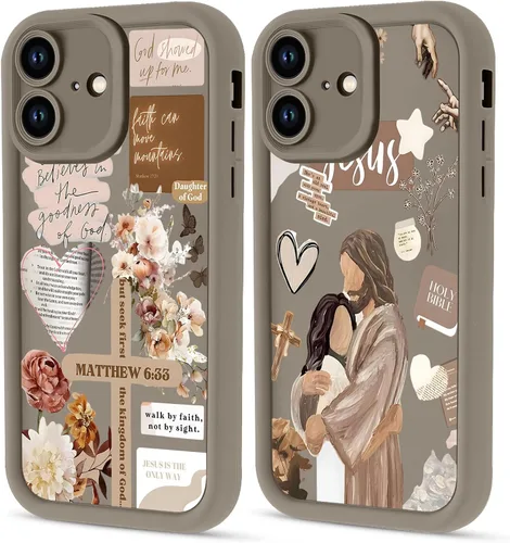 Vista 81 de Paquete de 2 fundas protectoras para iPhone 8 Plus/7 Plus de 5.5 pulgadas con collage de versículos bíblicos de Jesús para mujeres y niñas, diseño