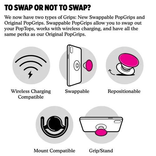 Vista 9 de PopSockets: PopGrip - Soporte y agarre expansible con tapa intercambiable para teléfonos y tabletas - Mingos