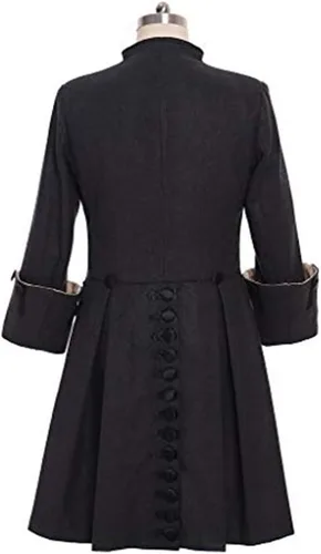 Vista 3 de Mens Steampunk Vintage Jacket Gothic Victorian Frock Coat Uniform Halloween Costume Tailcoat