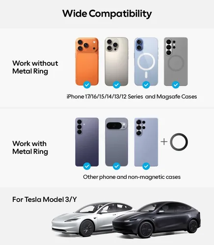 Vista 13 de Wigoo Para Tesla Model 3/Y/YL/X/S Soporte de teléfono, estilo OEM, imán más