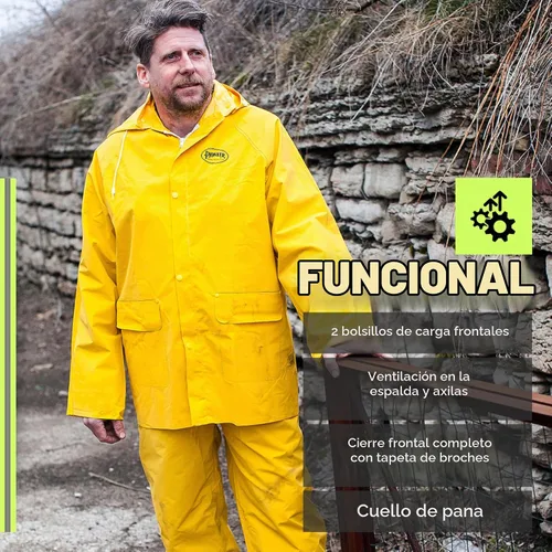 Vista 4 de Pioneer 577U Traje para lluvia de PVC, talla pequeña, color amarillo