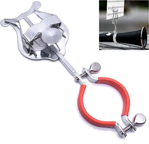 Vista 3 de Lira de Marcha para Clarinete con Placa Metálica, Clip de Música Ajustable para Parte de Clarinete 15.49 x 5.28 cm
