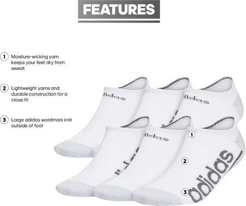Vista 2 de adidas Men's Superlite Linear 3.0 No Show Socks (6-Pair)