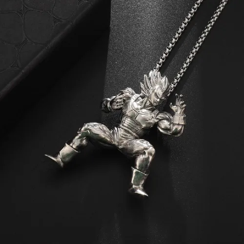 Vista 4 de Personalidad punk luchando pelo amarillo músculo anime personaje colgante collar para hombre motorista joyería