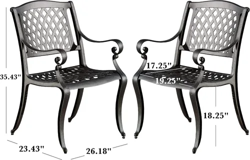 Vista 3 de Christopher Knight Home Hallandale - Sillas de aluminio fundido para exteriores, juego de 2 piezas, color negro mate antiguo