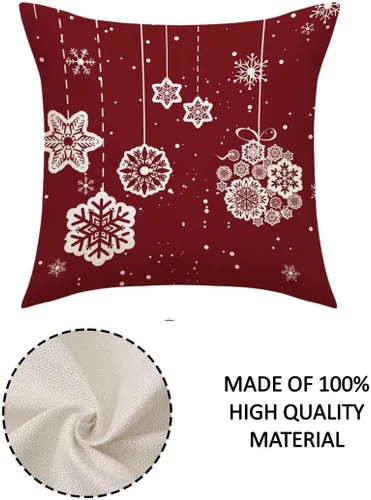 Vista 3 de Fundas de almohada navideñas de 18 pulgadas, 4 piezas, decoración navideña festiva roja (4 piezas mezcladas)