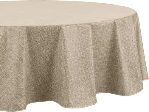 Vista 2 de Elrene Home Fashions - Mantel de vinilo con respaldo de franela inspirado en lino de Monterey, resistente al agua y a las manchas, 70 pulgadas X 70
