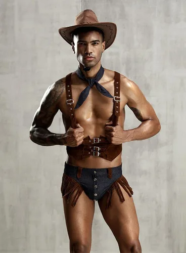 Vista 6 de Disfraz de vaquero para hombre, disfraz de cosplay de esmoquin sexy, conjunto de lencería para juegos de rol, uniforme de bar gay y club nocturno