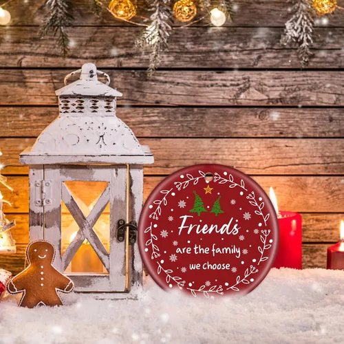 Vista 3 de Adornos de Navidad para Amigos, Regalos para Mujeres y Hombres - Adornos de Cerámica para Árbol de Navidad de 3", Adornos de Amistad para Mejores
