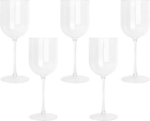 Vista 11 de PLASTICPRO Juego de 5 copas de vino de plástico con borde dorado, elegantes copas de vino de plástico duro en tallo de 12 onzas