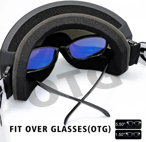 Vista 4 de SPOSUNE Gafas de esquí sobre gafas con doble lente Gafas de nieve antivaho anti-UV para hombres, mujeres, jóvenes, esquí, motos de nieve