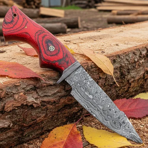 Vista 10 de PAL 2000 KNIVES Cuchillo de caza hecho a mano de acero de Damasco de 10 pulgadas - Mango de madera con funda 2060