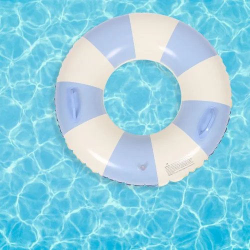 Vista 5 de Garneck Anillo de natación inflable de 32.3 pulgadas, diseño retro a rayas, flotante, flotadores de piscina con asas, anillos de PVC para adultos
