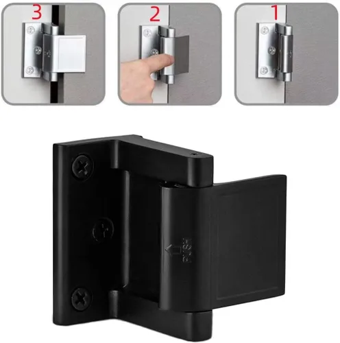 Vista 6 de Cerradura de puerta negra reforzador de privacidad para puerta, cerradura de puerta de seguridad de hotel, pestillo de puerta de privacidad