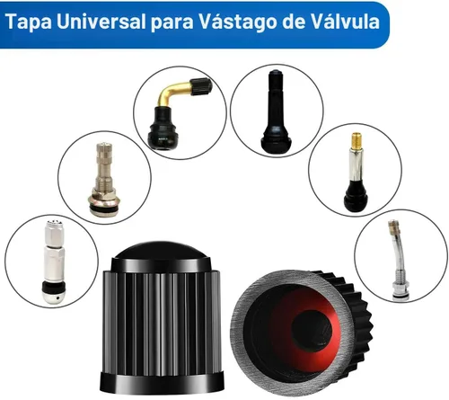 Vista 4 de La versión mejorada tiene tapas de vástago de válvula de neumático con anillo de sellado (12 piezas, negro)