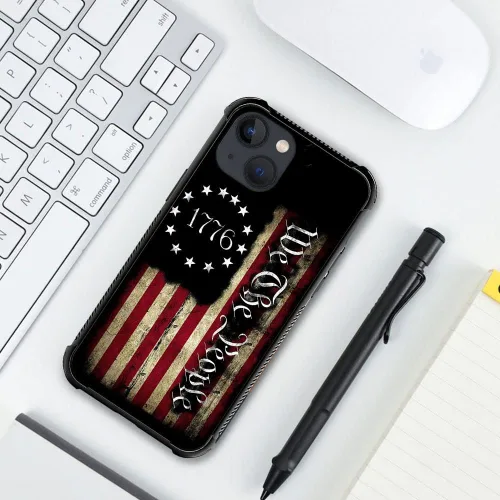 Vista 5 de Funda protectora de TPU resistente a los arañazos y golpes, compatible con iPhone 13 Mini, diseño de bandera americana G66 de 5.4 pulgadas