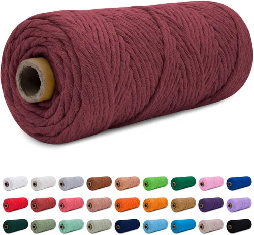 Vista 45 de CAMAL Cordón de macramé de 0.157 in x 109 yardas (328.1 ft), cuerda de algodón de color para tejer, manualidades, colgar en la pared, proyectos