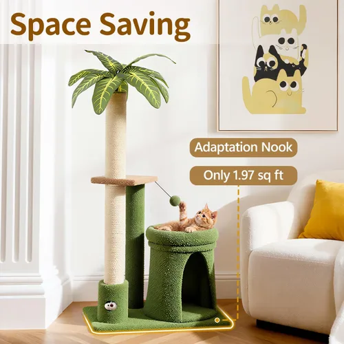 Vista 4 de 41" Cat Tree Tower Condo Scratch Post Stand para gatos pequeños