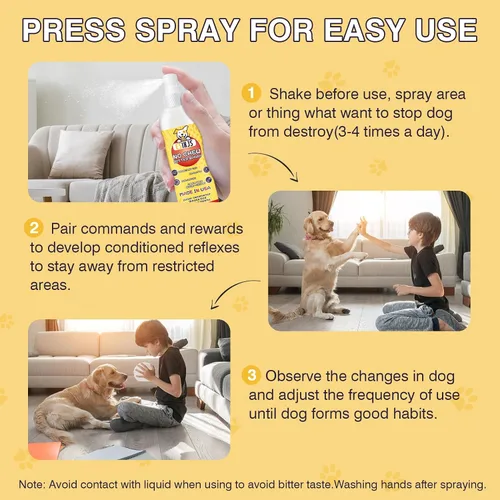 Vista 4 de Spray sin masticar para perros y gatos en aerosol de manzana amarga para cachorros, 10.14 onzas líquidas