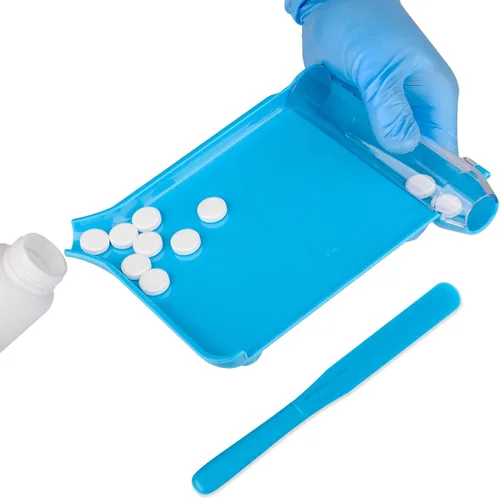 Vista 5 de SimCoach Bandeja de conteo de píldoras, contador de pastillas para mano izquierda con espátula (azul claro)