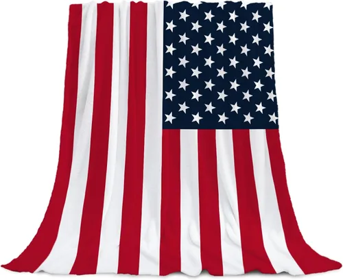 Vista 22 de YeeJu Manta de bandera estadounidense para bebé, patriótica para el 4 de julio, Día de los Caídos, 4 de julio, manta de forro polar para niños