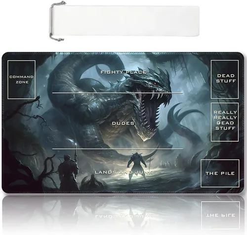 Vista 20 de Tapete de juego MTG cosido de alta calidad con zonas y parte trasera de goma antideslizante, tapete de juego TCG para MTG y otros juegos de cartas