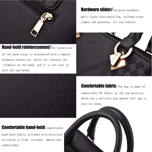 Vista 5 de Bolso de mano de cuero para mujer, bolso de hombro con asa superior, con pompón y borla