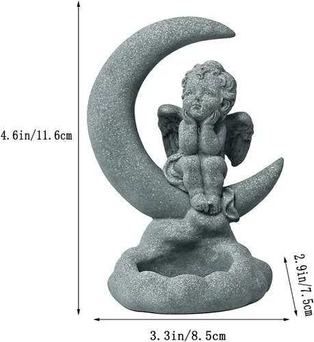 Vista 6 de Estatua de ángel guardián, estatua de querubín rezando, alas de arenisca, escultura de ángel para portavelas, quemador de incienso, decoración